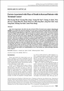 Factors Associated with Place of Death in Korean Patients with Terminal Cancer
