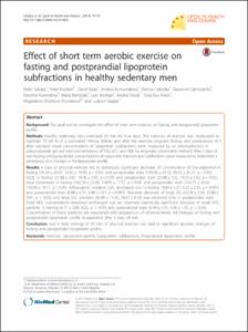 Effect of short term aerobic exercise on fasting and postprandial lipoprotein subfractions in healthy sedentary men.