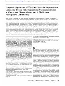 Prognostic Significance of 18F-FDG Uptake in Hepatocellular Carcinoma Treated with Transarterial Chemoembolization or Concurrent Chemoradiotherapy: A Multicenter Retrospective Cohort Study