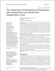 The comparative immunotoxicity of mesoporous
silica nanoparticles and colloidal silica
nanoparticles in mice