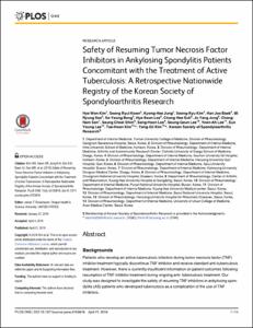 Safety of Resuming Tumor Necrosis Factor Inhibitors in Ankylosing Spondylitis Patients Concomitant with the Treatment of Active Tuberculosis: A Retrospective Nationwide Registry of the Korean Society of Spondyloarthritis Research