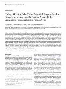 Coding of Electric Pulse Trains Presented through Cochlear Implants in the Auditory Midbrain of Awake Rabbit: Comparison with Anesthetized Preparations