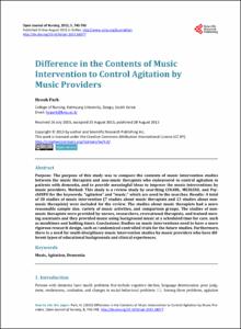 Difference in the Contents of Music Intervention to Control Agitation by Music Providers