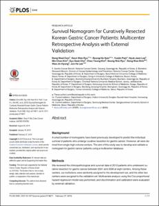 Survival Nomogram for Curatively Resected Korean Gastric Cancer Patients: Multicenter Retrospective Analysis with External Validation