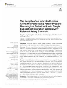 The Length of an Infarcted Lesion Along the Perforating Artery Predicts Neurological Deterioration in Single Subcortical Infarction Without Any Relevant Artery Stenosis