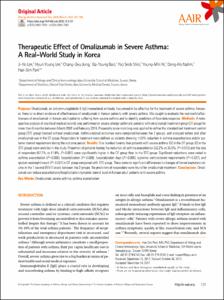 Therapeutic Effect of Omalizumab in Severe Asthma: A Real-World Study in Korea