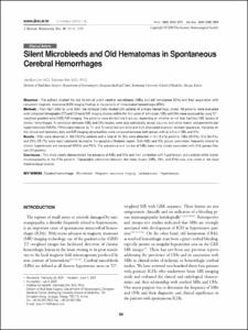 Silent Microbleeds and Old Hematomas in Spontaneous Cerebral Hemorrhages