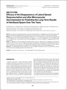 Efficacy of the Disappearance of Lateral Spread Response before and after Microvascular Decompression for Predicting the Long-Term Results of Hemifacial Spasm Over Two Years