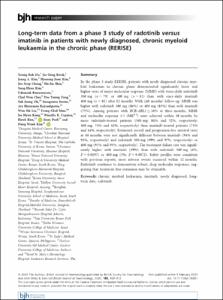 Long-term data from a phase 3 study of radotinib versus imatinib in patients with newly diagnosed, chronic myeloid leukaemia in the chronic phase (RERISE)
