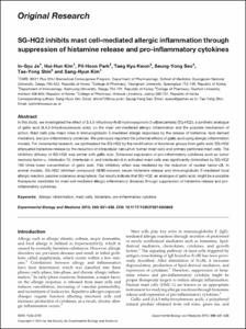 SG-HQ2 inhibits mast cell-mediated allergic inflammation through suppression of histamine release and pro-inflammatory cytokines