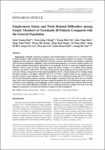 Employment Status and Work-Related Difficulties among Family Members of Terminally Ill Patients Compared with the General Population