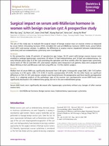Surgical impact on serum anti-Müllerian hormone in women with benign ovarian cyst: A prospective study