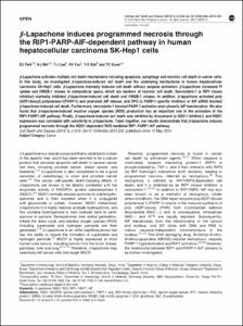 β-Lapachone induces programmed necrosis through the RIP1-PARP-AIF-dependent pathway in human hepatocellular carcinoma SK-Hep1 cells