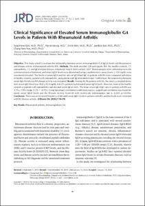 Clinical Significance of Elevated Serum Immunoglobulin G4 Levels in Patients With Rheumatoid Arthritis