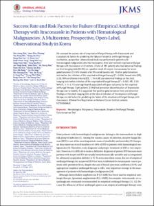 Success Rate and Risk Factors for Failure of Empirical Antifungal Therapy with Itraconazole in Patients with Hematological Malignancies: A Multicenter, Prospective, Open-Label, Observational Study in Korea