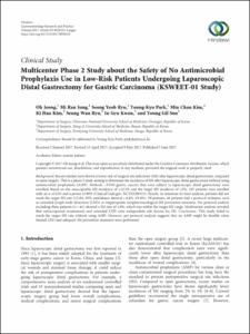 Multicenter phase 2 study about the safety of no antimicrobial prophylaxis use in low risk patients undergoing laparoscopic distal gastrectomy for gastric carcinoma