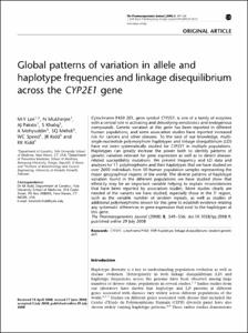 Global patterns of variation in allele and haplotype frequencies and linkage disequilibrium across the CYP2E1 gene