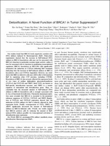 Detoxiﬁcation: A Novel Function of BRCA1 in Tumor Suppression?