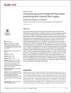Intraocular pressure change with face-down positioning after macular hole surgery