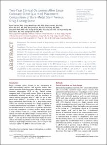 Two-Year Clinical Outcomes After Large
Coronary Stent (4.0 mm) Placement:
Comparison of Bare-Metal Stent Versus
Drug-Eluting Stent