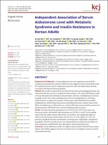 Independent Association of Serum Aldosterone Level with Metabolic Syndrome and Insulin Resistance in Korean Adults