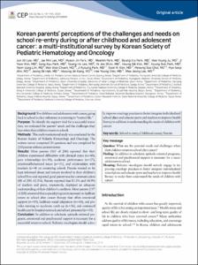 Korean parents' perceptions of the challenges and needs on school re-entry during or after childhood and adolescent cancer: a multi-institutional survey by Korean Society of Pediatric Hematology and Oncology