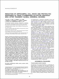 Reduction of hippocampal cell death and proteolytic responses in tissue plasminogen activator knockout mice after transient global cerebral ischemia