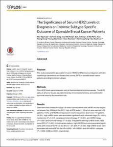 The Significance of Serum HER2 Levels at Diagnosis on Intrinsic Subtype-Specific Outcome of Operable Breast Cancer Patients