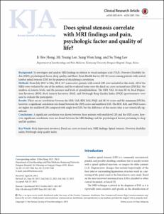 Does spinal stenosis correlate with MRI findings and pain, psychologic factor and quality of life?