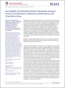 Susceptibility of Escherichia coli from Community-Acquired Urinary Tract Infection to Fosfomycin, Nitrofurantoin, and Temocillin in Korea