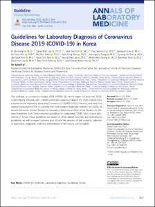 Guidelines for Laboratory Diagnosis of Coronavirus Disease 2019 (COVID-19) in Korea