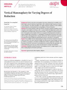 Vertical Mammaplasty for Varying Degrees of Reduction