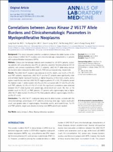 Correlations between Janus Kinase 2 V617F Allele Burdens and Clinicohematologic Parameters in Myeloproliferative Neoplasms
