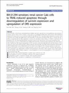 BIX-01294 sensitizes renal cancer Caki cells to TRAIL-induced apoptosis through downregulation of survivin expression and upregulation of DR5 expression.