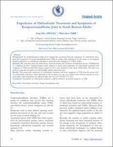Experience of Orthodontic Treatment and Symptoms of Temporomandibular Joint in South Korean Adults
