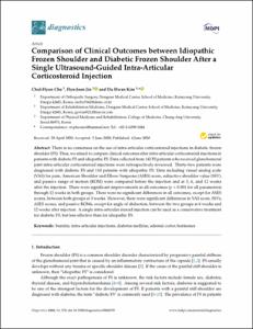 Comparison of Clinical Outcomes between Idiopathic Frozen Shoulder and Diabetic Frozen Shoulder After a Single Ultrasound-Guided Intra-Articular Corticosteroid Injection