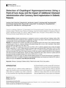 Detection of Clopidogrel Hyporesponsiveness Using a Point-of-Care Assay and the Impact of Additional Cilostazol Administration after Coronary Stent Implantation in Diabetic Patients
