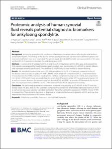 Proteomic analysis of human synovial fluid reveals potential diagnostic biomarkers for ankylosing spondylitis