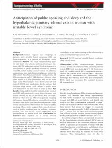 Anticipation of public speaking and sleep and the hypothalamic-pituitary-adrenal axis in women with irritable bowel syndrome