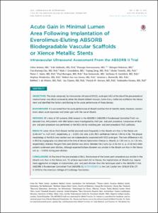 Acute Gain in Minimal Lumen Area Following Implantation of Everolimus-Eluting ABSORB Biodegradable Vascular Scaffolds or Xience Metallic Stents: Intravascular Ultrasound Assessment From the ABSORB II Trial.