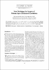 New Technique for Surgery of Petrous Apex Cholesterol Granuloma
