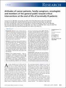 Attitudes of cancer patients, family caregivers, oncologists and members of the general public toward critical interventions at the end of life of terminally ill patients