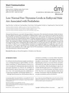 Low-Normal Free Thyroxine Levels in Euthyroid Male Are Associated with Prediabetes