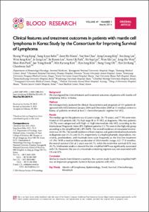 Clinical features and treatment outcomes in patients with mantle cell lymphoma in Korea: Study by the Consortium for Improving Survival of Lymphoma