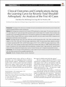 Clinical Outcomes and Complications during the Learning Curve for Reverse Total Shoulder Arthroplasty: An Analysis of the First 40 Cases