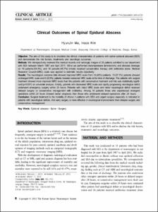 Clinical Outcomes of Spinal Epidural Abscess
