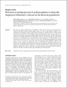 Relation of apolipoprotein E polymorphism to clinically diagnosed Alzheimer's disease in the Korean population