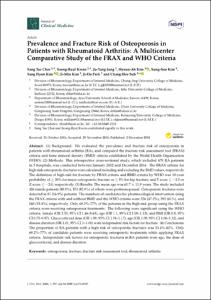 Prevalence and Fracture Risk of Osteoporosis in Patients with Rheumatoid Arthritis: A Multicenter Comparative Study of the FRAX and WHO Criteria
