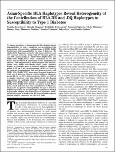 Asian-Specific HLA Haplotypes Reveal Heterogeneity of the Contribution of HLA-DR and -DQ Haplotypes to Susceptibility to Type 1 Diabetes