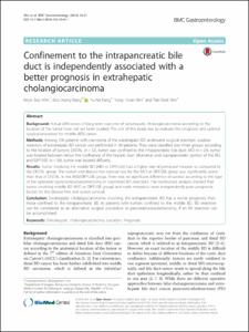 Confinement to the intrapancreatic bile duct if independently associated with a better prognosis in extrahepatic cholangiocarcinoma